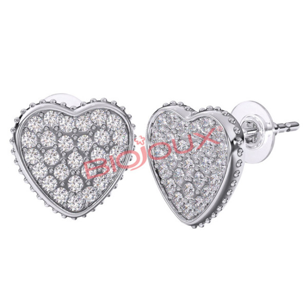 BJT256 ORECCHINI HEART PAVE STAINLESS STEEL
