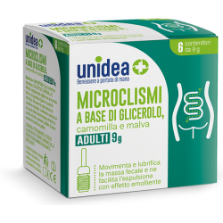 UNIDEA MICROCLISMA PER ADULTI 9G GLICEROLO CAMOMILLA E MALVA 6 PEZZI