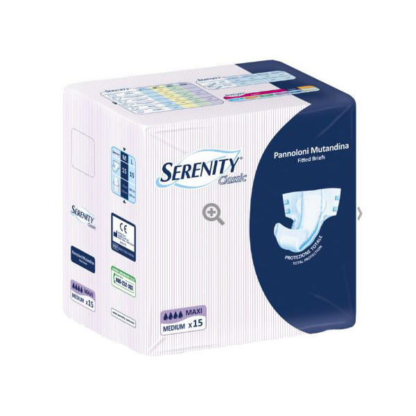 PANNOLONE MUTANDINA SERENITY CLASSIC MAXI TAGLIA EXTRALARGE 15 PEZZI