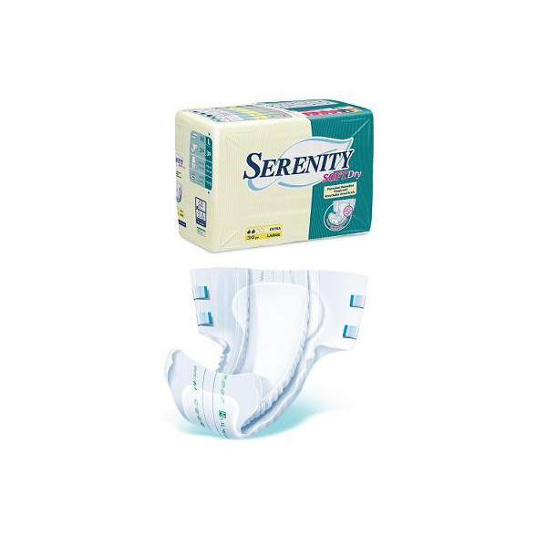 PANNOLONE PER INCONTINENZA SERENITY SOFTDRY FORMATO SUPER TAGLIA MEDIUM 30 PEZZI