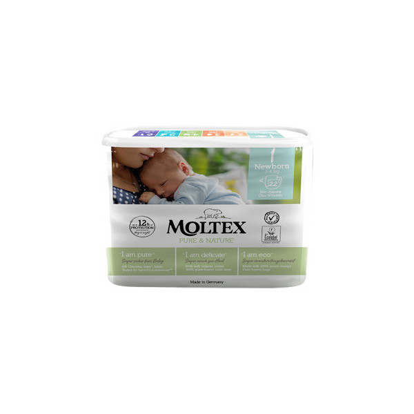 PANNOLINI MOLTEX PURE & NATURE NEW BORN 2-5 KG TAGLIA 1 22 PEZZI