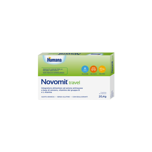 NOVOMIT TRAVEL 12 GOMME DA MASTICARE GUSTO ARANCIA
