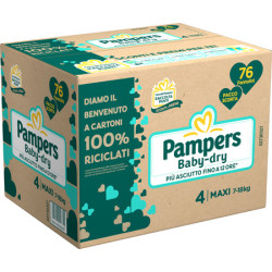 PANNOLINI PAMPERS QUADRI BABY DRY DOWNCOUNT MAXI 76 PEZZI