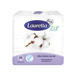 ASSORBENTE LAURELLA IN COTONE ULTRA GIORNO CON ALI 12 PEZZI
