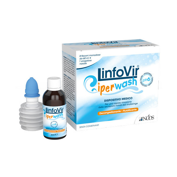 LINFOVIR IPERWASH SOLUZIONE SALINA IPERTONICA TAMPONATA 8 FLACONI DA 60 ML + 1 EROGATORE NASALE