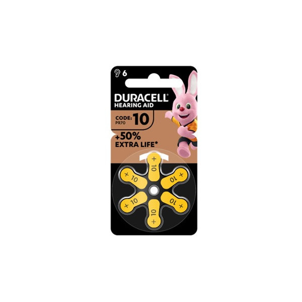DURACELL EASY TAB 10 GIALLO BATTERIA PER APPARECCHIO ACUSTICO 6 PEZZI