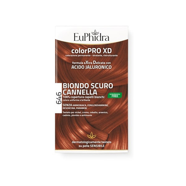 EUPHIDRA COLORPRO GEL COLORANTE CAPELLI XD 646 CANNELLA 50 ML IN FLACONE + ATTIVANTE + BALSAMO + GUANTI
