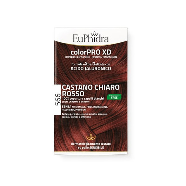EUPHIDRA COLORPRO GEL COLORANTE CAPELLI XD 566 CASTANO CHIARO ROSSO 50 ML + ATTIVANTE + BALSAMO + GUANTI
