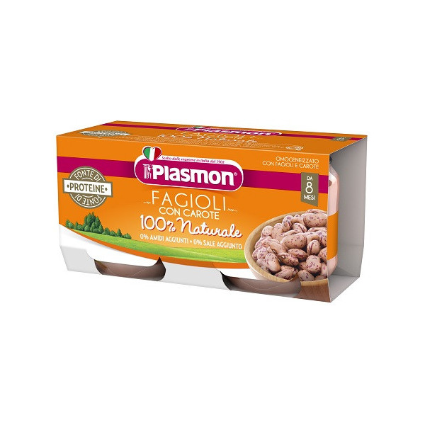 PLASMON OMOGENEIZZATO FAGIOLI BORLOTTI E CAROTE 2X80 G