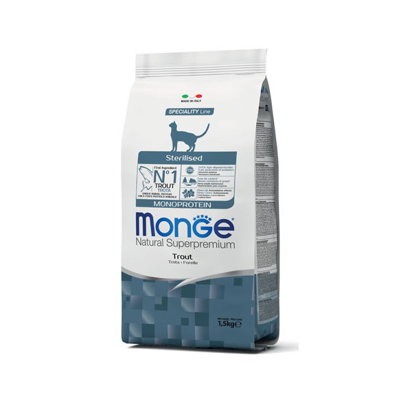 MONGE CAT STERILIZED MONOPROTEIN TROTA 1,5 KG
