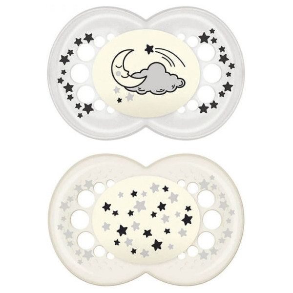 MAM SUCCHIETTO ORIGINAL NIGHT 6+ MESI SILICONE NEUTRO 2 PEZZI