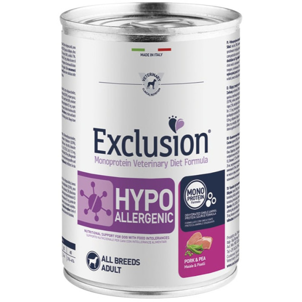 EXCLUSION MONOPROTEIN VETERINARY DIET FORMULA HYPOALLERGENIC PORK AND PEA ALL BREEDS 400 G