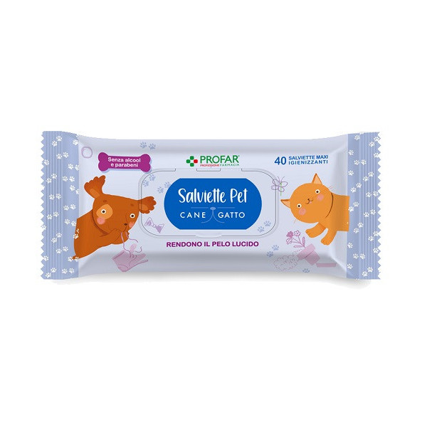PROFAR SALVIETTE PET DETERGENTE TALCO 40 PEZZI MAXI