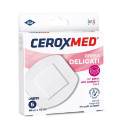 DRESS DELICATI CEROXMED CON GARZA ALTO SPESSORE PER PELLI SENSIBILI 10X10CM 5 PEZZI