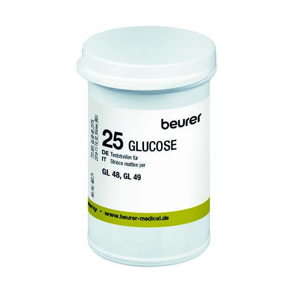 STRISCE MISURAZIONE GLICEMIA BEURER PER GLUCOMETRO GL48/GL49 IN FLACONE 25 PEZZI
