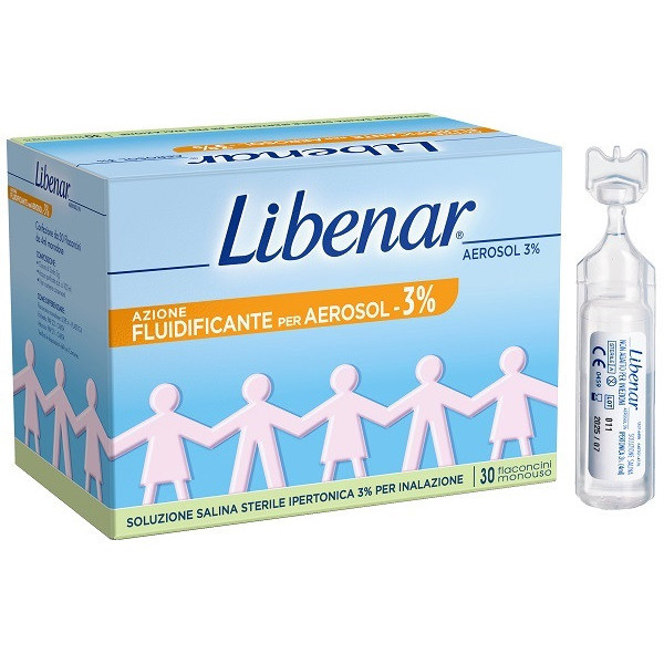 SOLUZIONE SALINA IPERTONICA 3% LIBENAR PER INALAZIONE CON AEROSOL 30 FLACONCINI MONOUSO X 4 ML