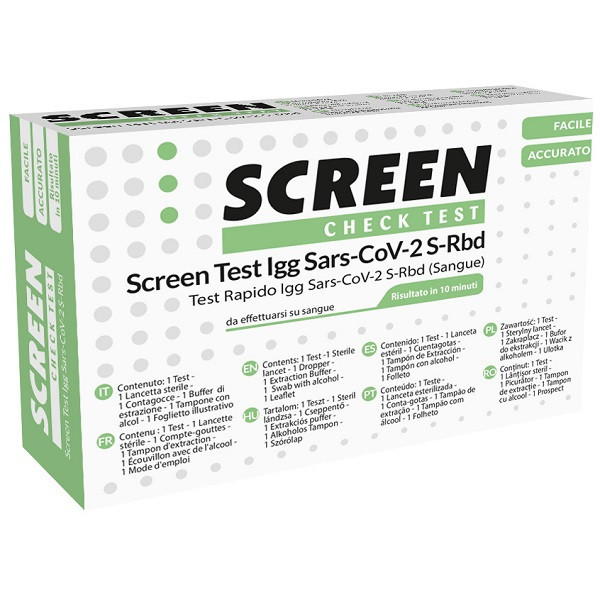 SCREEN TEST SIEROLOGICO RAPIDO AUTODIAGNOSTICO COVID-19 ANTICORPI IGG SARS-COV-2 NEL SANGUE SCREEN