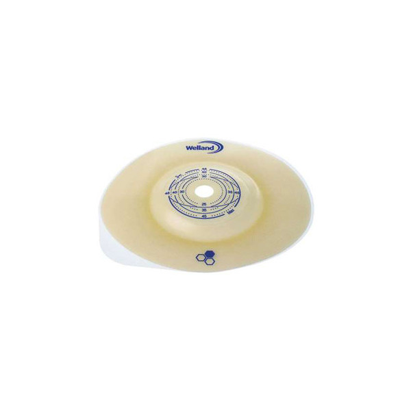 PLACCA PER COLOSTOMIA CONVESSA RITAGLIABILE AURUM2 DIAMETRO 13-35 MM FLANGIA 55 MM 5 PEZZI