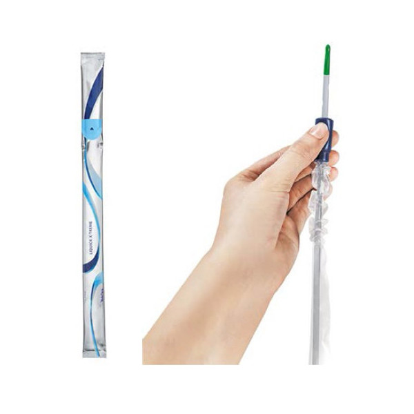 CATETERE VESCICALE AUTOLUBRIFICANTE LIQUICK X-TREME RIVESTIMENTO IDROFILO DIAMETRO CH14 LUNGHEZZA 43 CM PUNTA ERGOTHAN 2 FORI SF