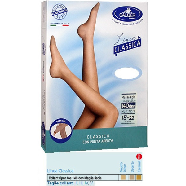 SAUBER COLLANT OPEN TOE MAGLIA LISCIA 140 DEN COLORE NEUTRO BEIGE TAGLIA 2 LINEA CLASSICA