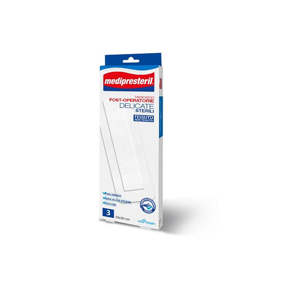 MEDICAZIONE POST OPERATORIA MEDIPRESETERIL DELICATA TNT 10X30CM 3 PEZZI