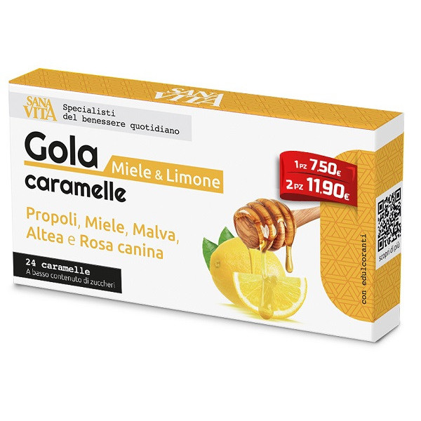 SANAVITA GOLA MIELE & LIMONE 24 CARAMELLE