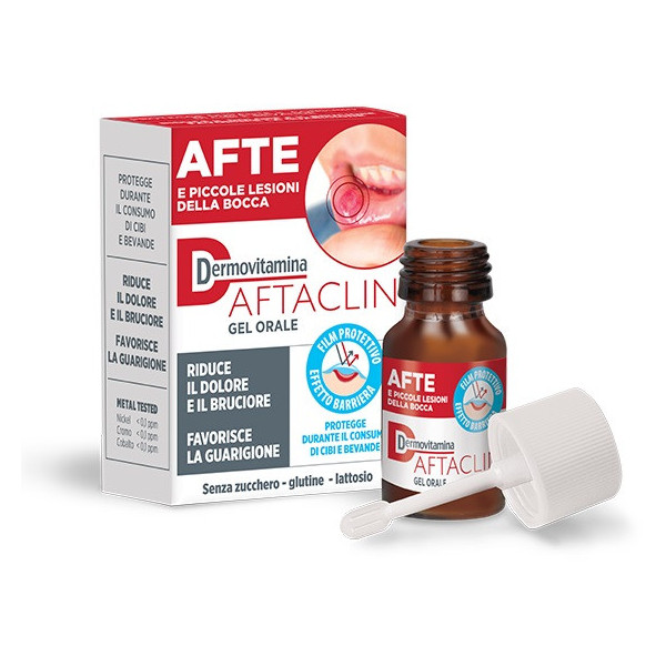 DERMOVITAMINA AFTACLIN GEL ORALE 7 ML CONTRO DOLORE E BRUCIONE SENZA ZUCCHERO E SENZA GLUTINE