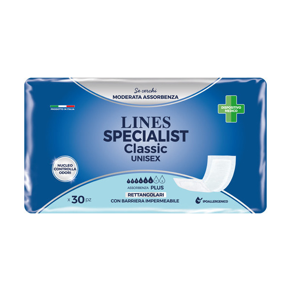 PANNOLONE LINES SPECIALIST CLASSIC RETTANGOLARE CON BARRIERA 30 PEZZI