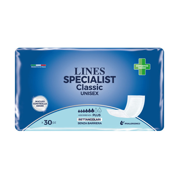 PANNOLONE RETTANGOLARE LINES SPECIALIST CLASSIC SENZA BARRIERA 30 PEZZI