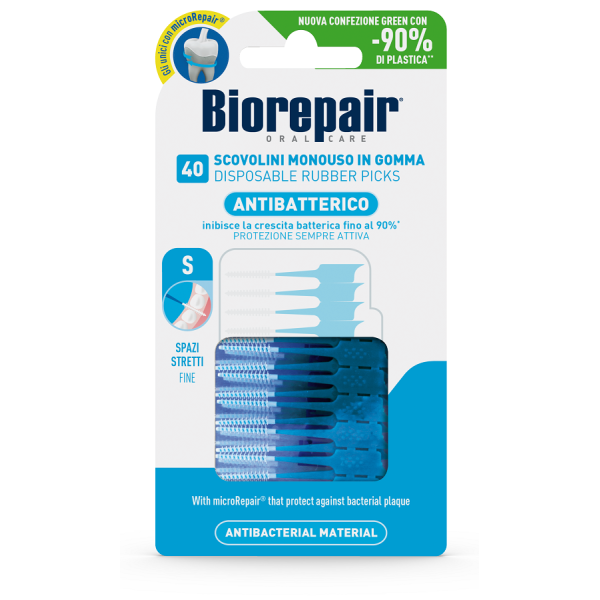 BIOREPAIR ORAL CARE ANTIBATTERICO SCOVOLINI MONOUSO IN GOMMA SPAZI STRETTI 40 PEZZI