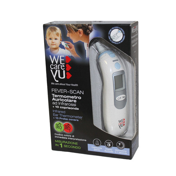 TERMOMETRO AURICOLARE WECAREYU FEVER-SCAN AD INFRAROSSI CON 10 COPRISONDA