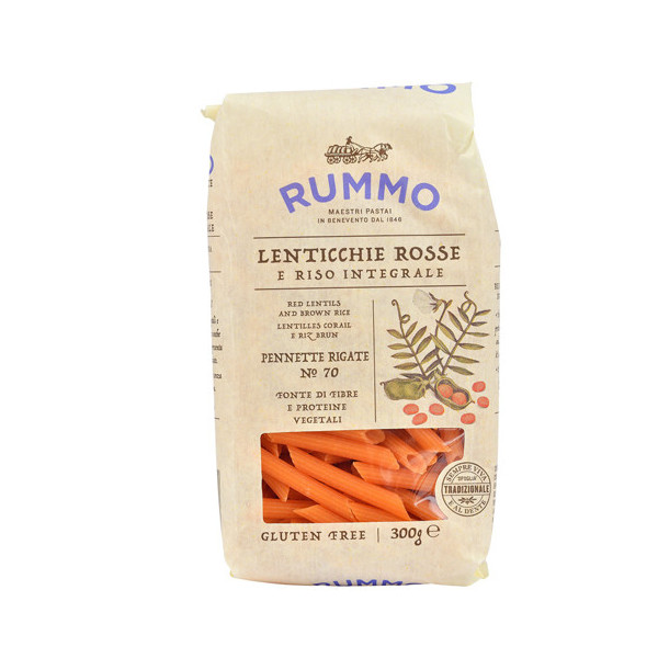 RUMMO PENNETTE RIGATE N 70 LENTICCHIE ROSSE E RISO INTEGRALE 300 G