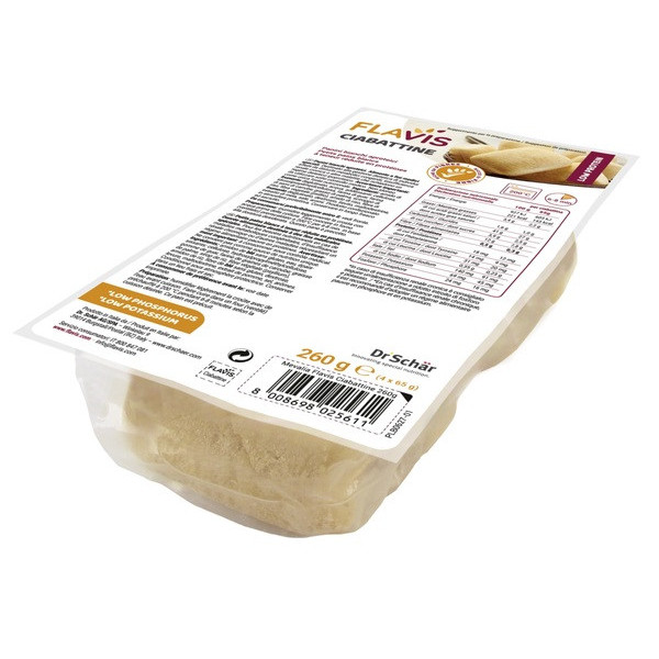 FLAVIS CIABATTINE PANINI BIANCHI APROTEICI 4 PEZZI DA 65 G
