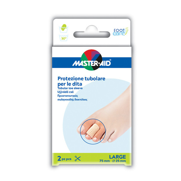 PROTEZIONE TUBOLARE IN GEL MASTER-AID FOOTCARE ELASTICIZZATO LARGE 7,5 CM 20 MM 2 PEZZI C5