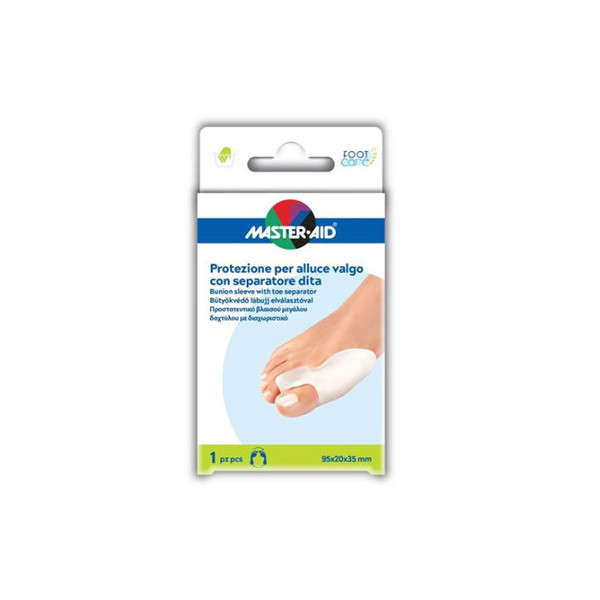 PROTEZIONE MASTER-AID FOOTCARE PER ALLUCE VALGO CON SEPARATORE DITA INTEGRATO 1 PEZZO D9