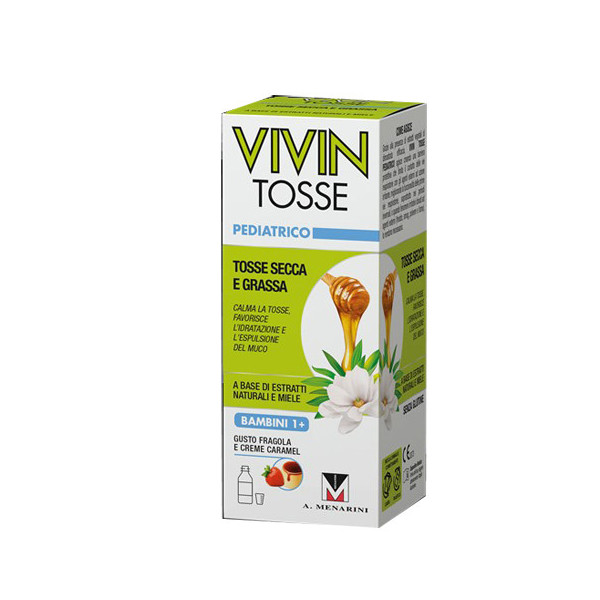 VIVIN TOSSE PEDIATRICO SCIROPPO PER TOSSE SECCA E GRASSA GUSTO FRAGOLA E CREME CARAMEL 150 ML
