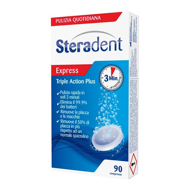 STERADENT TRIPLE ACTION PLUS 90 COMPRESSE PULENTI