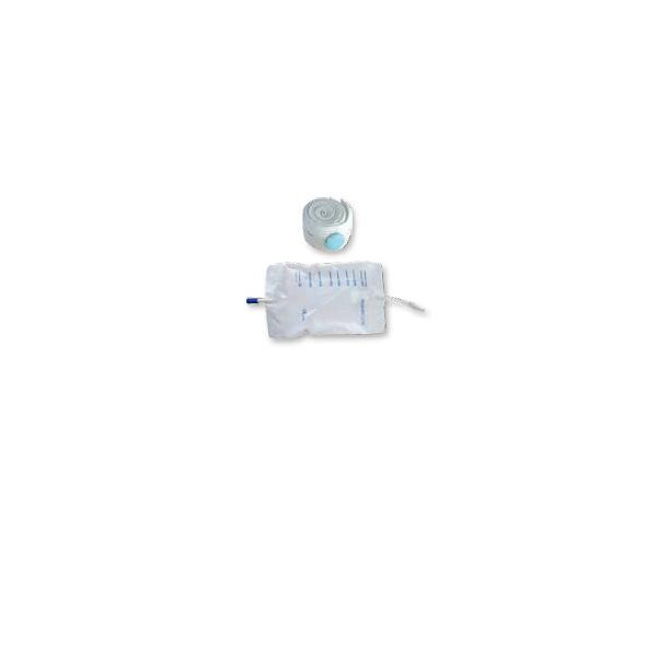SACCA RACCOGLI URINA DA GAMBA PER INCONTINENZA IN PVC 750 ML TUBO RACCORDO DIRITTO 10 CM+RUBINETTO SCARICO+VALVOLA ANTIREFLUSSO+