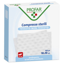GARZA COMPRESSE TESSUTO NON TESSUTO 10X10 CM 100 PEZZI PROFAR