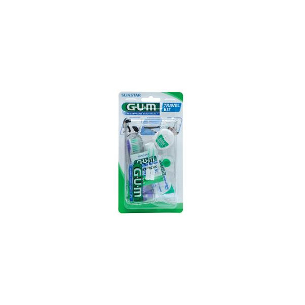 GUM TRAVEL KIT VIAGGIO 1 SPAZZOLINO PIEGHEVOLE GUM TRAVEL + 1 DENTIFRICIO VIAGGIO 12 ML + 1 ROCCHETTO FILO INTERDENTALE 10MT + 2