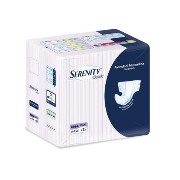 PANNOLONE PER INCONTINENZA A MUTANDINA SERENITY CLASSIC FORMATO MAXI TAGLIA LARGE 15 PEZZI