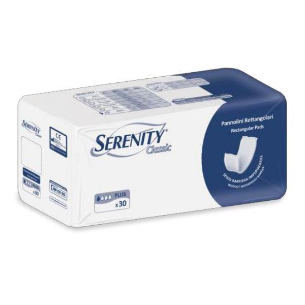 PANNOLONE PER INCONTINENZA RETTANGOLARE SENZA BARRIERA IMPERMEABILE SERENITY CLASSIC 30 PEZZI