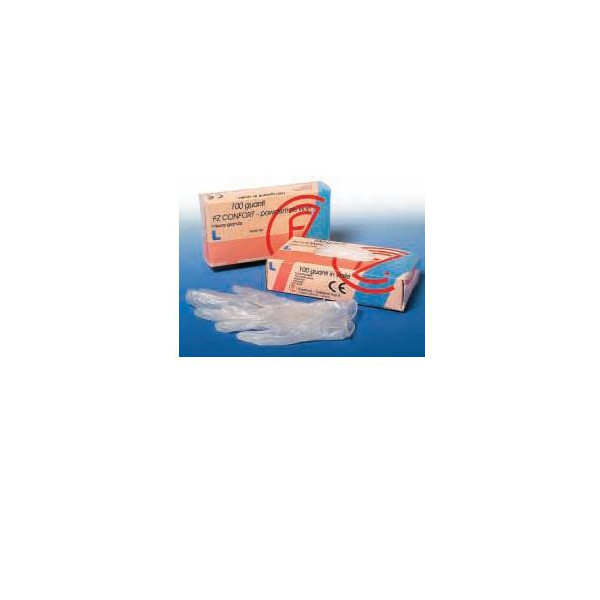 GUANTO IN VINILE CONFORT MISURA LARGE ANTIADERENTE BIOCOMPATIBILE UTILIZZABILE ANCHE A CONTATTO CON SOSTANZE ALIMENTARI 100 PEZZ