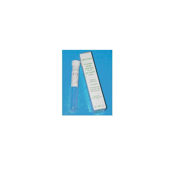 PROVETTA STERILE URIN CARE 12ML IN POLISTIROLO TRASPARENTE, GRADUATA, CON TAPPO BIANCO INTERNO A PRESSIONE, SINGOLARMENTE ASTUCC