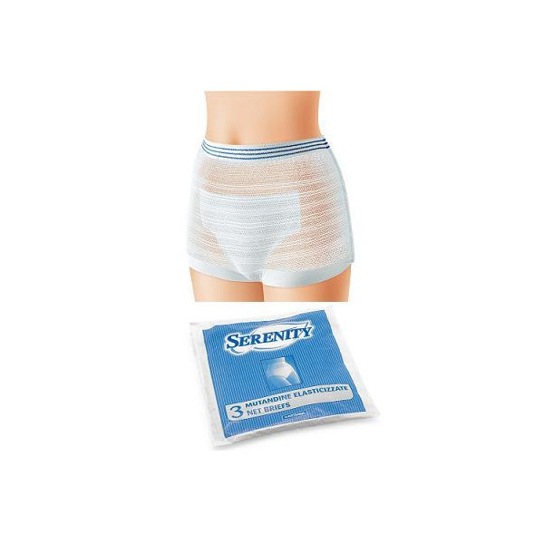 MUTANDINA ELASTICA RETTANGOLARE A RETE SERENITY L 3 PEZZI