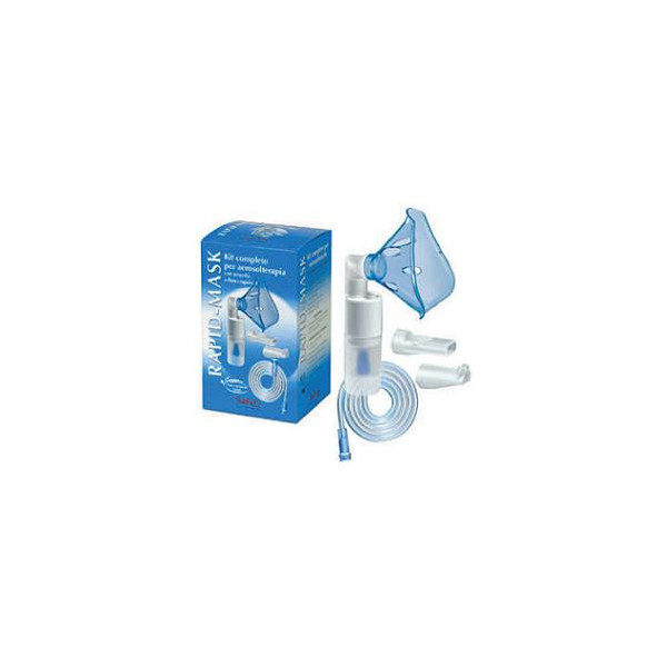 KIT COMPLETO PRONTEX RAPID MASK PER AEROSOLTERAPIA CON AMPOLLA PLASTICA +MASCHERA PER ADULTI +TUBO PRESSIONE +ACCESSORIO NASALE 