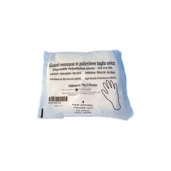 GUANTO MONOUSO IN PVC MISURA UNICA 100 PEZZI