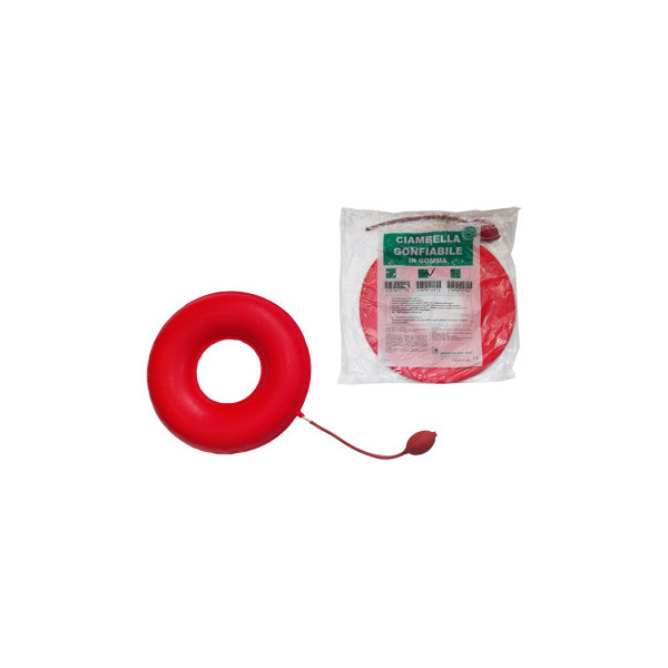 CIAMBELLA GONFIABILE PER INVALIDI IN GOMMA ROSSA TEAM DELUXE CON POMPA 43CM DIAMETRO