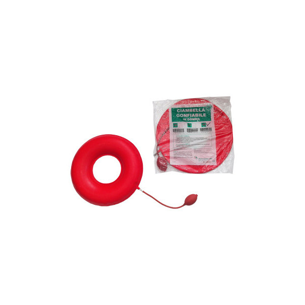 CIAMBELLA GONFIABILE PER INVALIDI IN GOMMA ROSSA TEAM DELUXE CON POMPA 45CM DIAMETRO