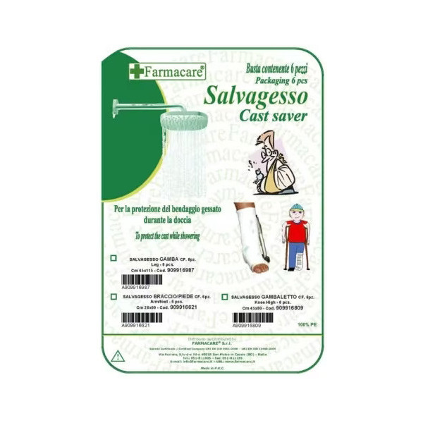 SALVAGESSO PER GAMBALETTO UTILE PER LA PROTEZIONE DEL GESSO DURANTE LA DOCCIA 6 PEZZI